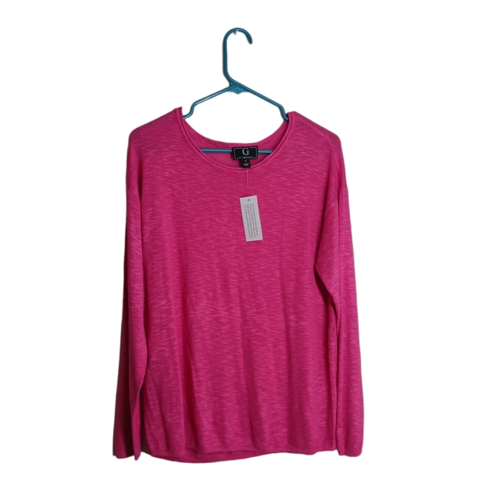 G by Giuliana Seaside Summer Rib Knit Sweater Magenta Size‎ Medium Lightweight